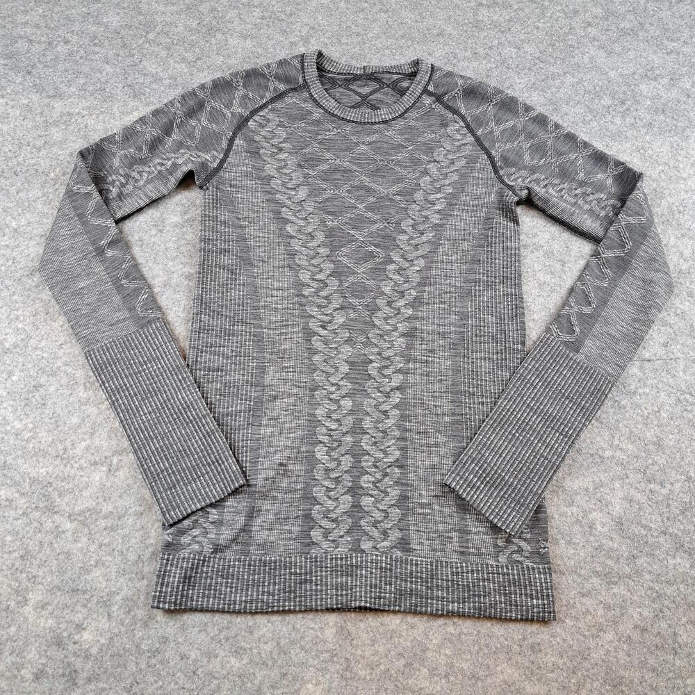 Lululemon Shirt Womens 4 6 Gray Seamless Rest Less Long Sleeve Running Top
